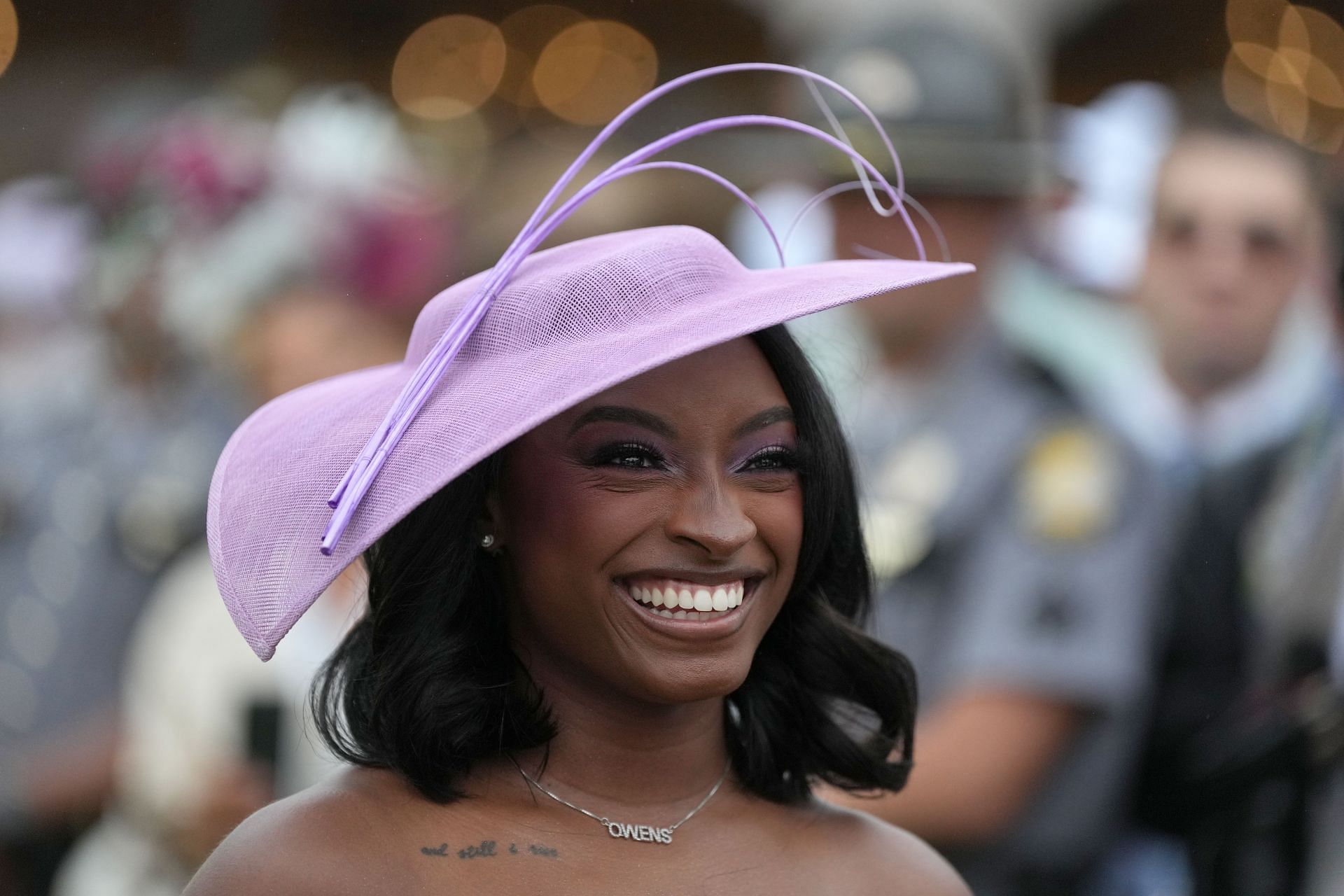 Simone Biles during the 151st running of the Kentucky Derby at Churchill Downs in Louisville, Kentucky. (Photo by Getty Images)